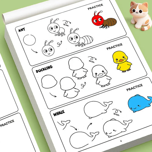 Libro per  disegnare di tutto per i bambini: disegni passo dopo passo di simpatici animali, veicoli, mostri, robot, piatti, regali