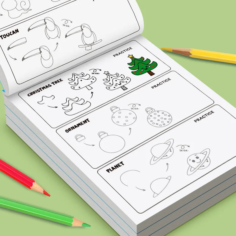 Libro per  disegnare di tutto per i bambini: disegni passo dopo passo di simpatici animali, veicoli, mostri, robot, piatti, regali